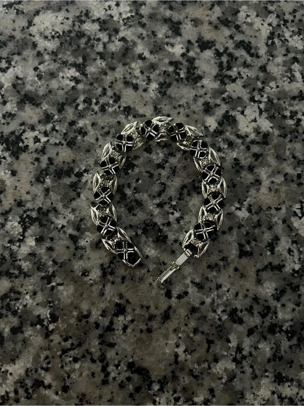 Van Cleef & Arpels Silver Bracelet with Black Enamel Accents
